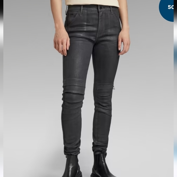 G-Star Pants - G-Star Raw 1914 3D Skinny Casual Jean Coated Black Womens 29/30